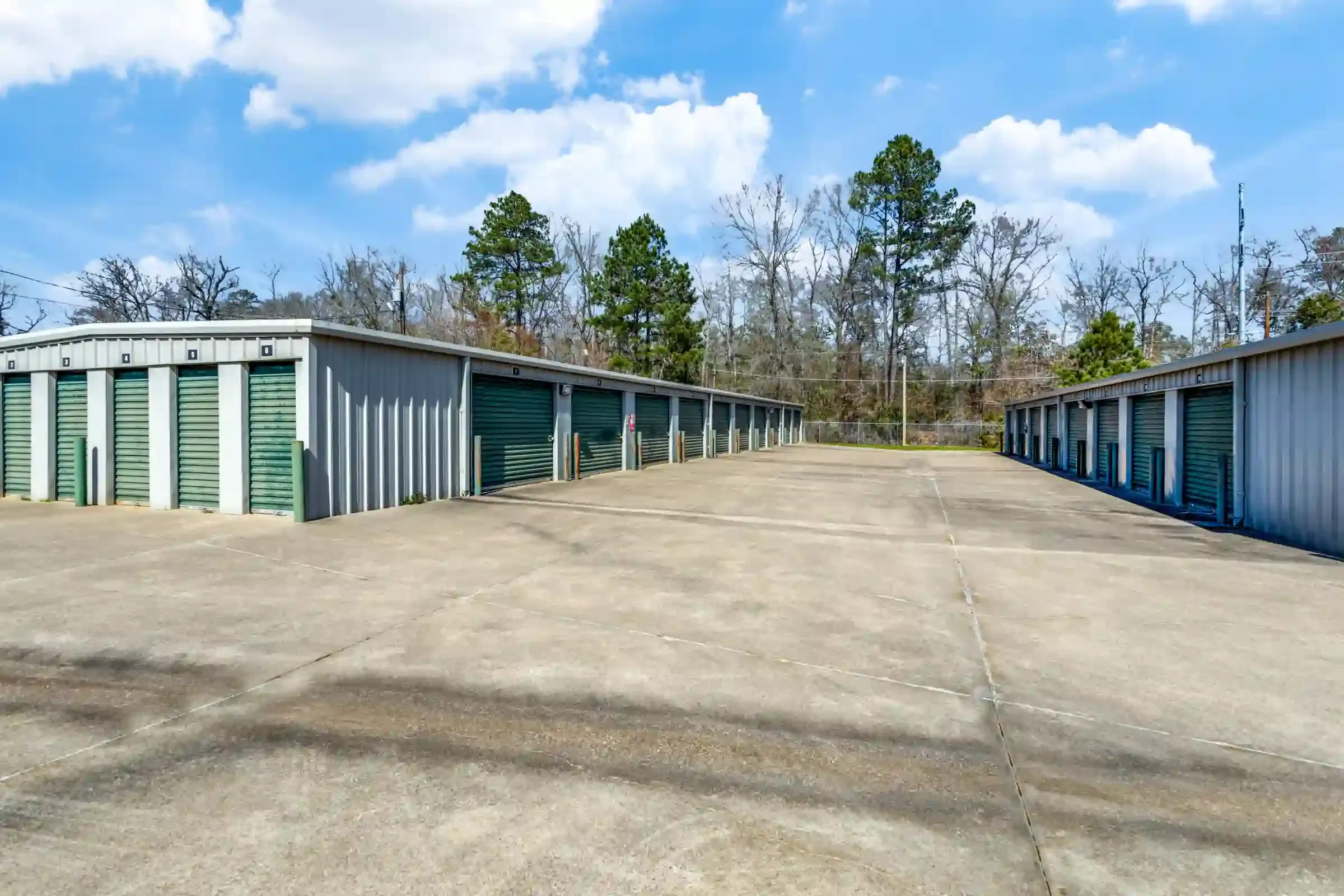 row of storage units with drive up access