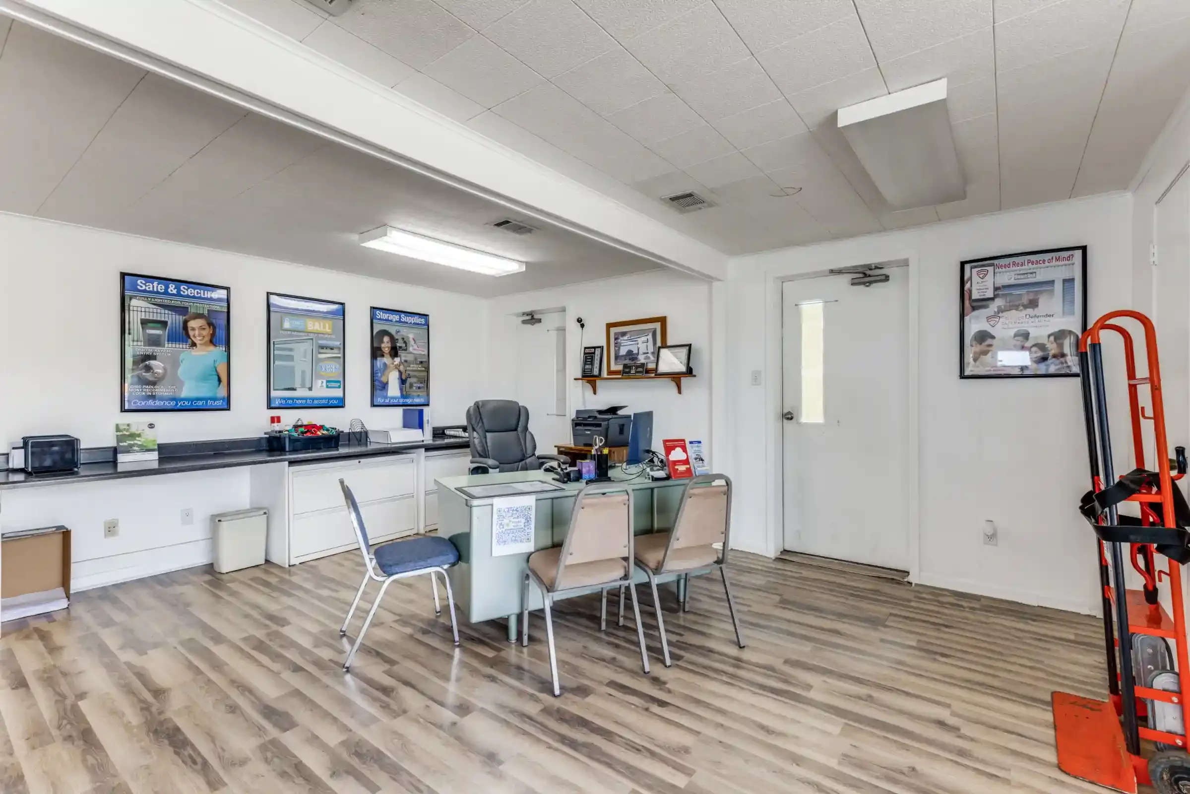 self storage office with packing supplies