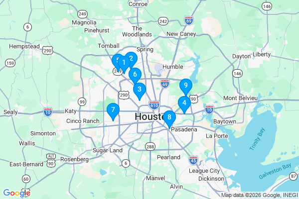 Map showing facility locations