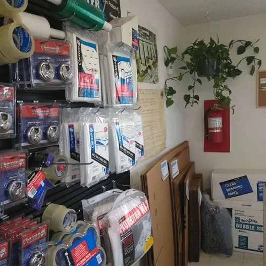 self storage office with packing supplies